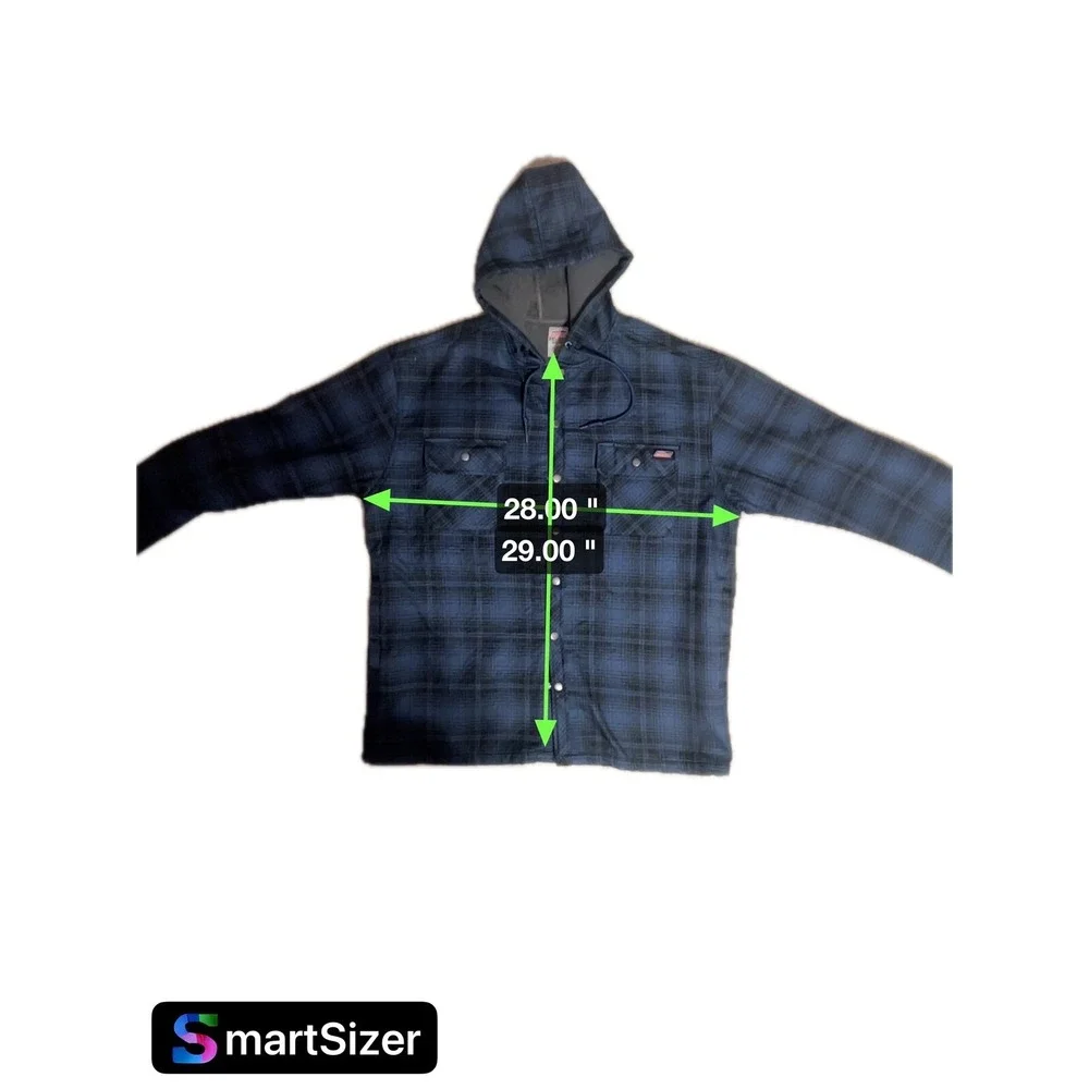 Genuine Dickies Fleece Hooded Flannel Snap Shirt‎ Jacket Men's Size 2XL Blue